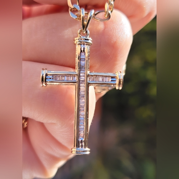 Jewelry - Baguette Diamond 14k Cross Pendant, Pendant Only*